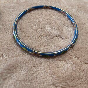 Vintage Cloisonne Bangle Bracelet/ Blue